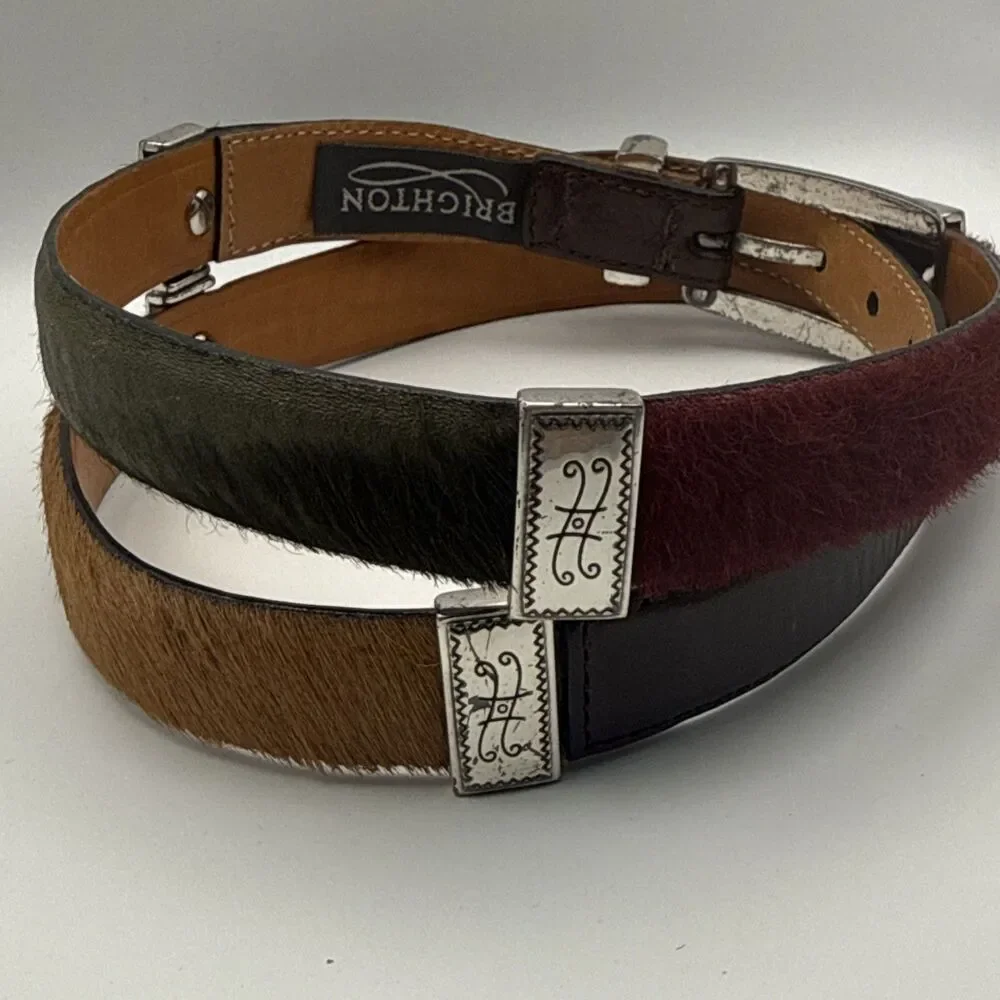 Brighton Men's Leather Belt 04800 Multi Color Band Silver Tone 34 ?Cowhide
